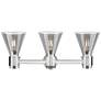 2_Downtown Lawton Cone 24"W Satin Nickel Vanity Light w/ Light Smoke Shade more views
