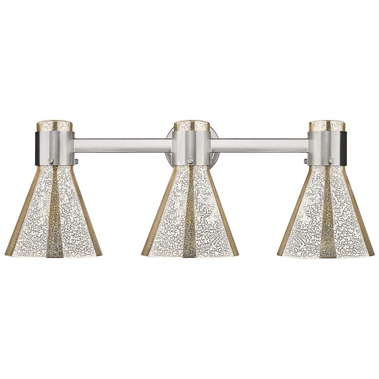 Image 2 Downtown Lawton Cone 24"W Satin Nickel Vanity Light w/ Mercury Shade more views