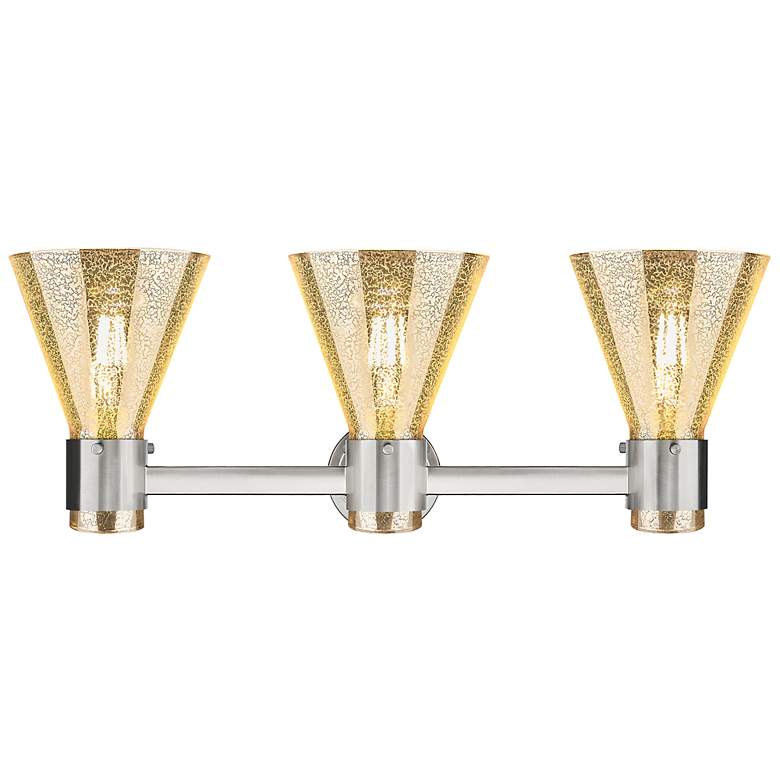 Image 3 Downtown Lawton Cone 24"W Satin Nickel Vanity Light w/ Mercury Shade more views