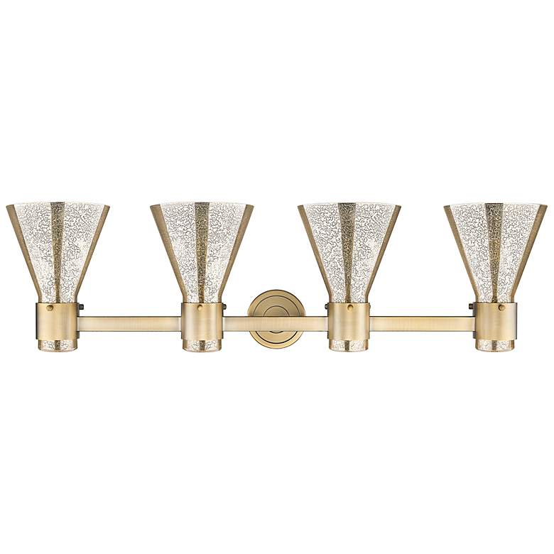 Image 4 Downtown Lawton Cone 34"W 4 Light Brass Vanity Light w/ Mercury Shade more views