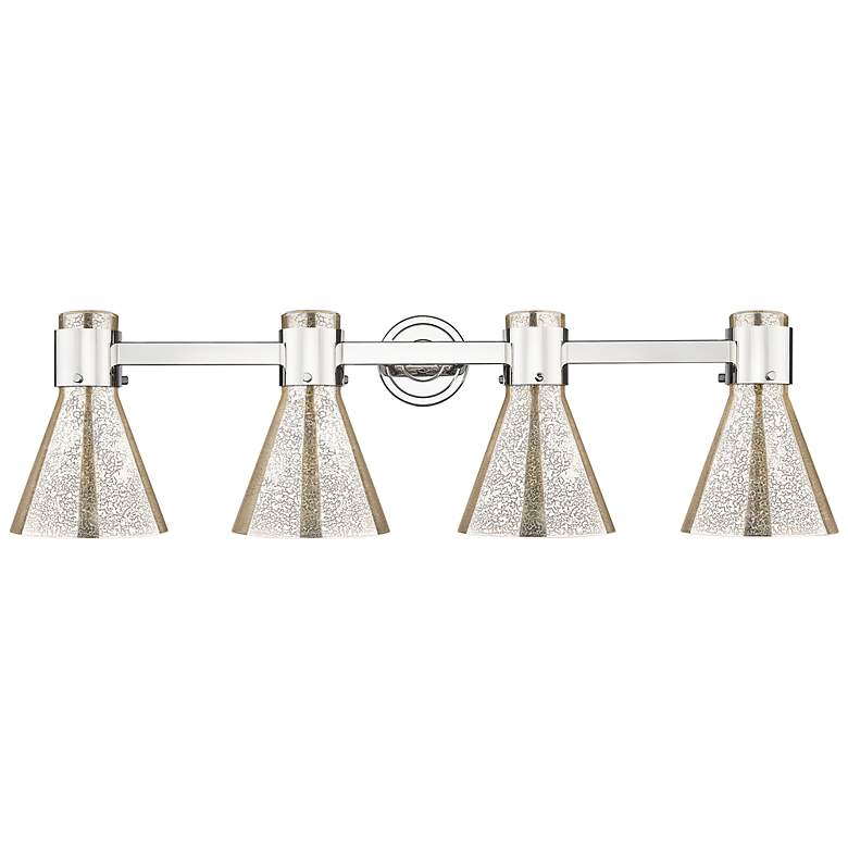 Image 2 Downtown Lawton Cone 34"W 4 Light Nickel Vanity Light w/ Mercury Shade more views