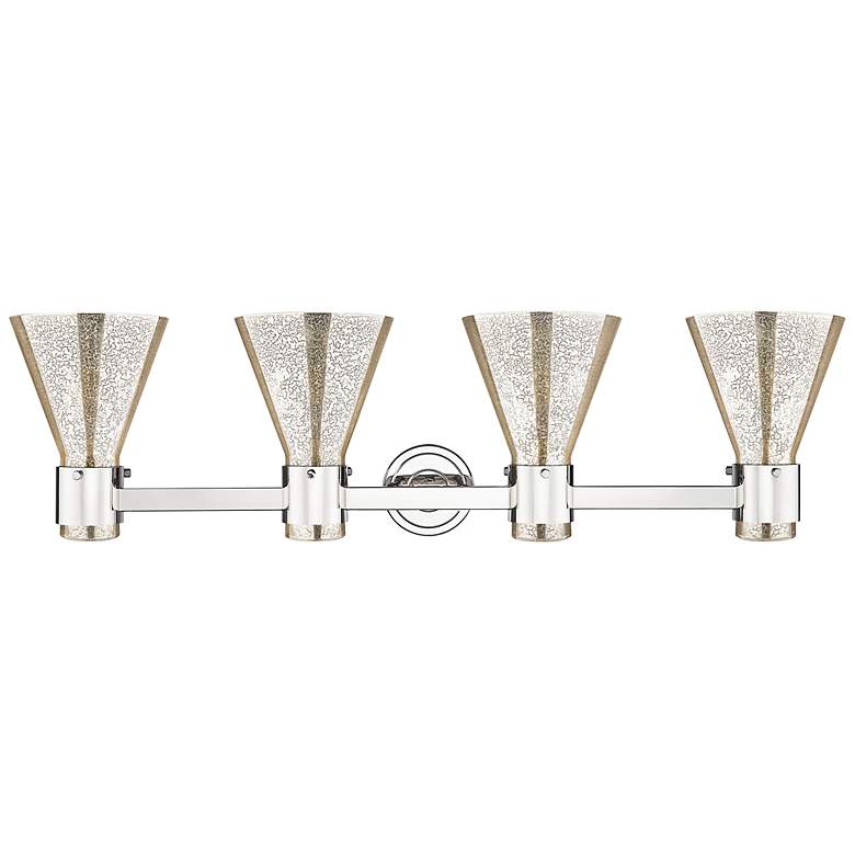 Image 4 Downtown Lawton Cone 34"W 4 Light Nickel Vanity Light w/ Mercury Shade more views
