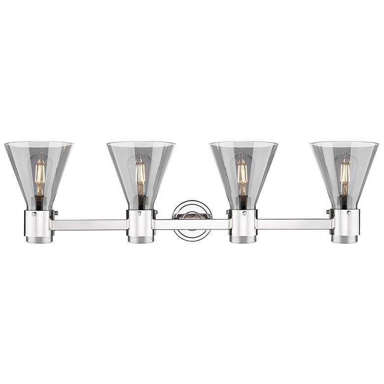 Image 2 Downtown Lawton Cone 34"W Nickel Vanity Light w/ Light Smoke Shade more views