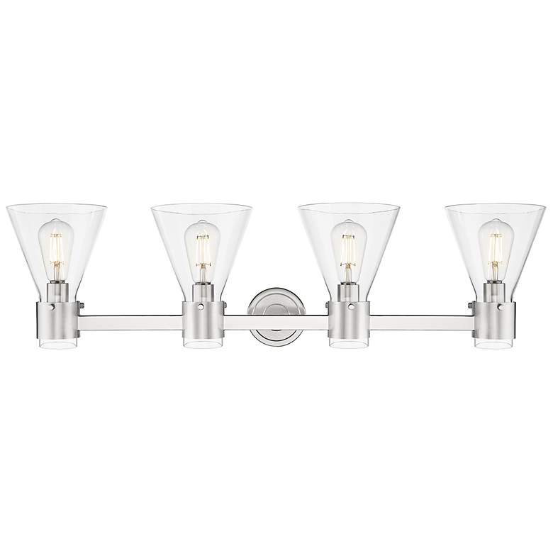 Image 2 Downtown Lawton Cone 34"W Satin Nickel Vanity Light w/ Clear Shade more views