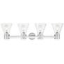 2_Downtown Lawton Cone 34"W Satin Nickel Vanity Light w/ Clear Shade more views