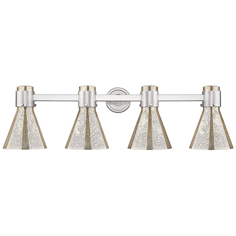 Image 2 Downtown Lawton Cone 34"W Satin Nickel Vanity Light w/ Mercury Shade more views