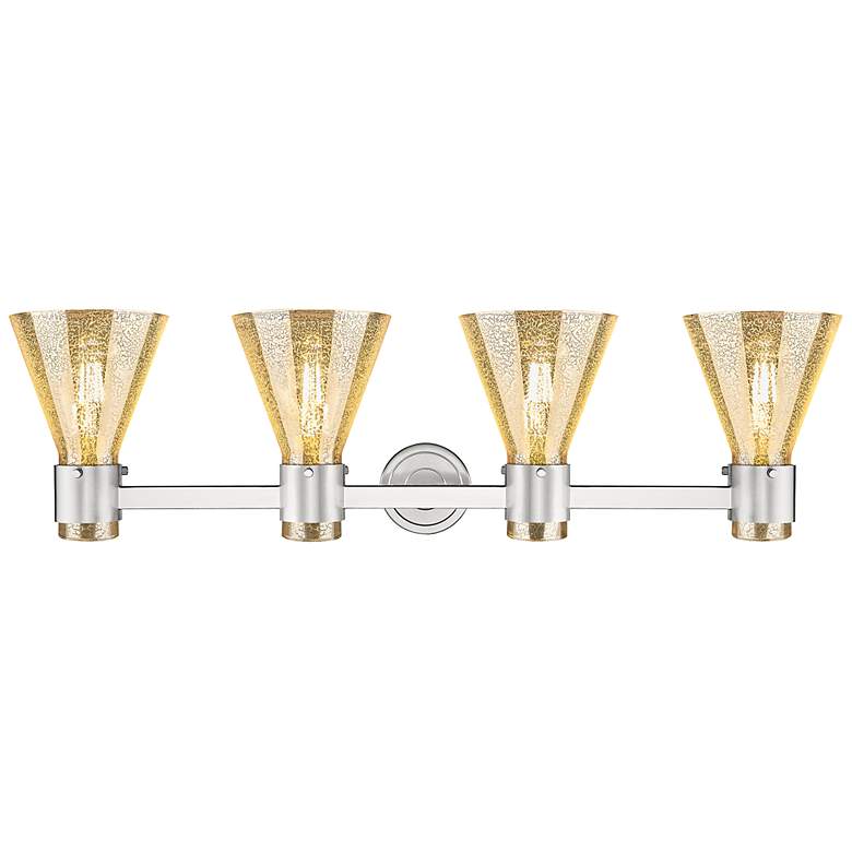 Image 3 Downtown Lawton Cone 34"W Satin Nickel Vanity Light w/ Mercury Shade more views