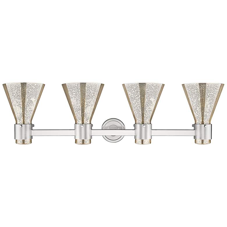 Image 4 Downtown Lawton Cone 34"W Satin Nickel Vanity Light w/ Mercury Shade more views