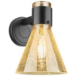 Downtown Lawton Cone 9 "H Matte Black Wall Sconce w/ Mercury Shade