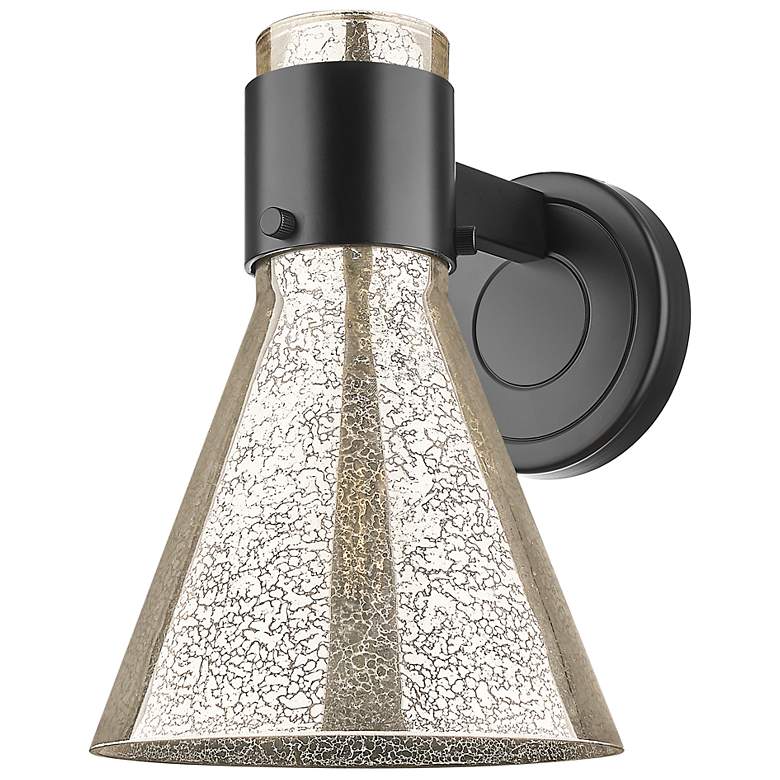 Image 3 Downtown Lawton Cone 9 "H Matte Black Wall Sconce w/ Mercury Shade more views