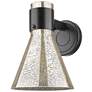3_Downtown Lawton Cone 9 "H Matte Black Wall Sconce w/ Mercury Shade more views