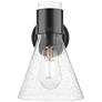 2_Downtown Lawton Cone 9 "H Matte Black Wall Sconce w/ Seedy Shade more views