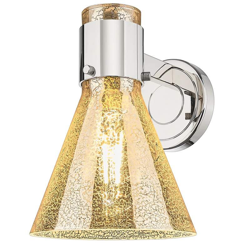 Image 1 Downtown Lawton Cone 9 "H Polished Nickel Wall Sconce w/ Mercury Shade