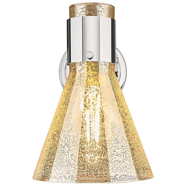 Image 2 Downtown Lawton Cone 9 "H Polished Nickel Wall Sconce w/ Mercury Shade more views