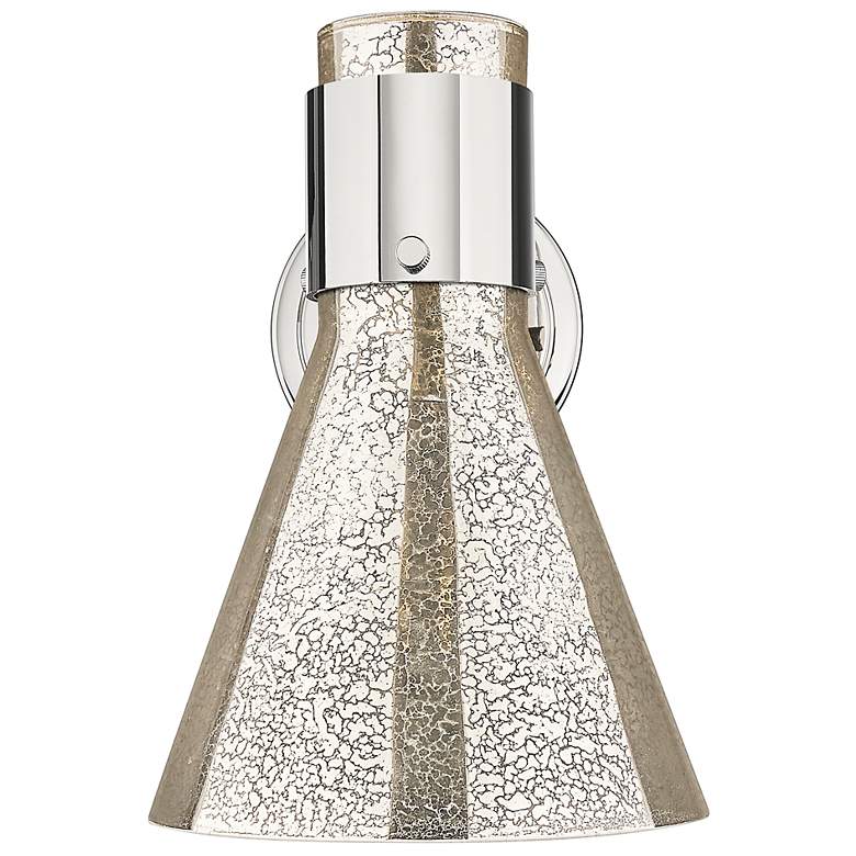 Image 4 Downtown Lawton Cone 9 "H Polished Nickel Wall Sconce w/ Mercury Shade more views