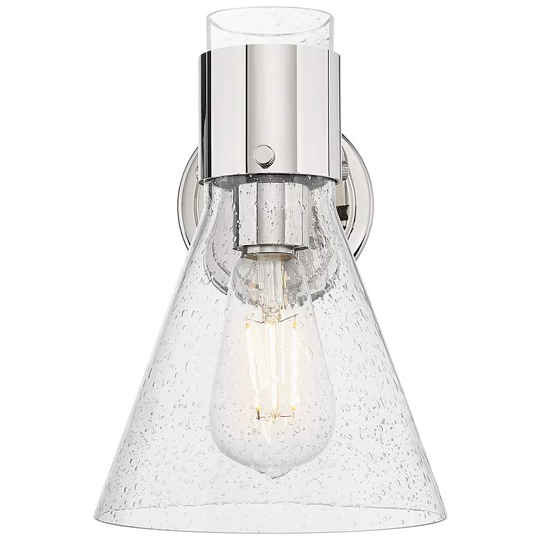 Image 2 Downtown Lawton Cone 9 "H Polished Nickel Wall Sconce w/ Seedy Shade more views