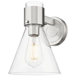 Downtown Lawton Cone 9 "H Satin Nickel Wall Sconce w/ Clear Shade