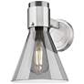 1_Downtown Lawton Cone 9 "H Satin Nickel Wall Sconce w/ Light Smoke Shade