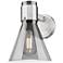 Downtown Lawton Cone 9 "H Satin Nickel Wall Sconce w/ Light Smoke Shade