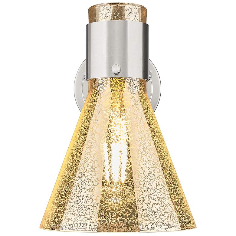 Image 2 Downtown Lawton Cone 9 "H Satin Nickel Wall Sconce w/ Mercury Shade more views