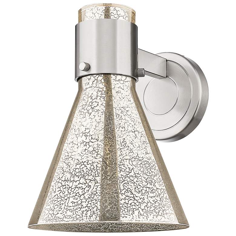 Image 3 Downtown Lawton Cone 9 "H Satin Nickel Wall Sconce w/ Mercury Shade more views