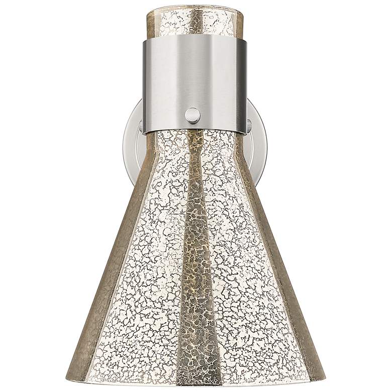 Image 4 Downtown Lawton Cone 9 "H Satin Nickel Wall Sconce w/ Mercury Shade more views