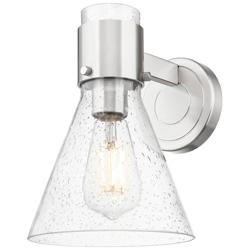 Downtown Lawton Cone 9 "H Satin Nickel Wall Sconce w/ Seedy Shade