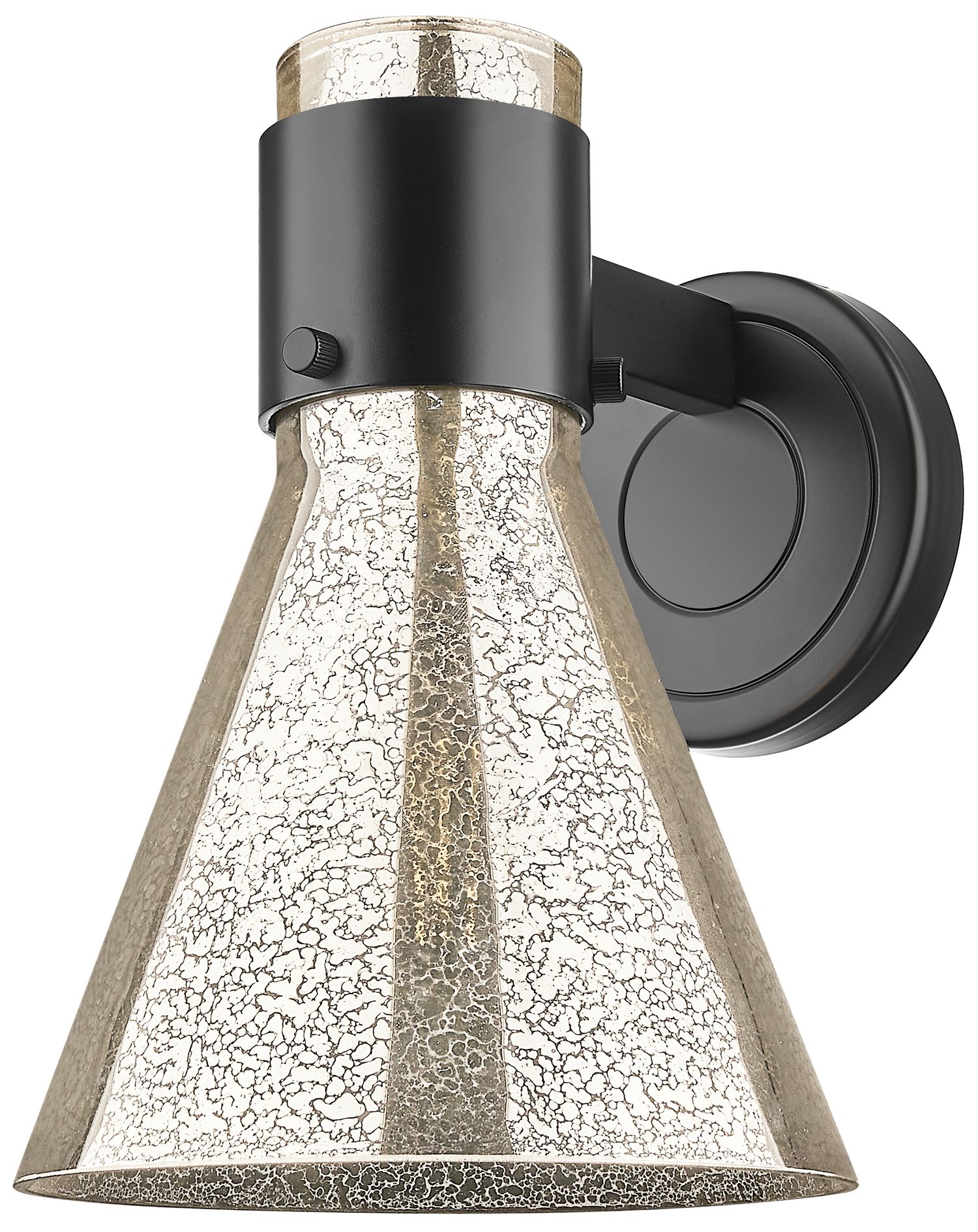 Image 3 Downtown Lawton Cone 9 "H Matte Black Wall Sconce w/ Mercury Shade more views