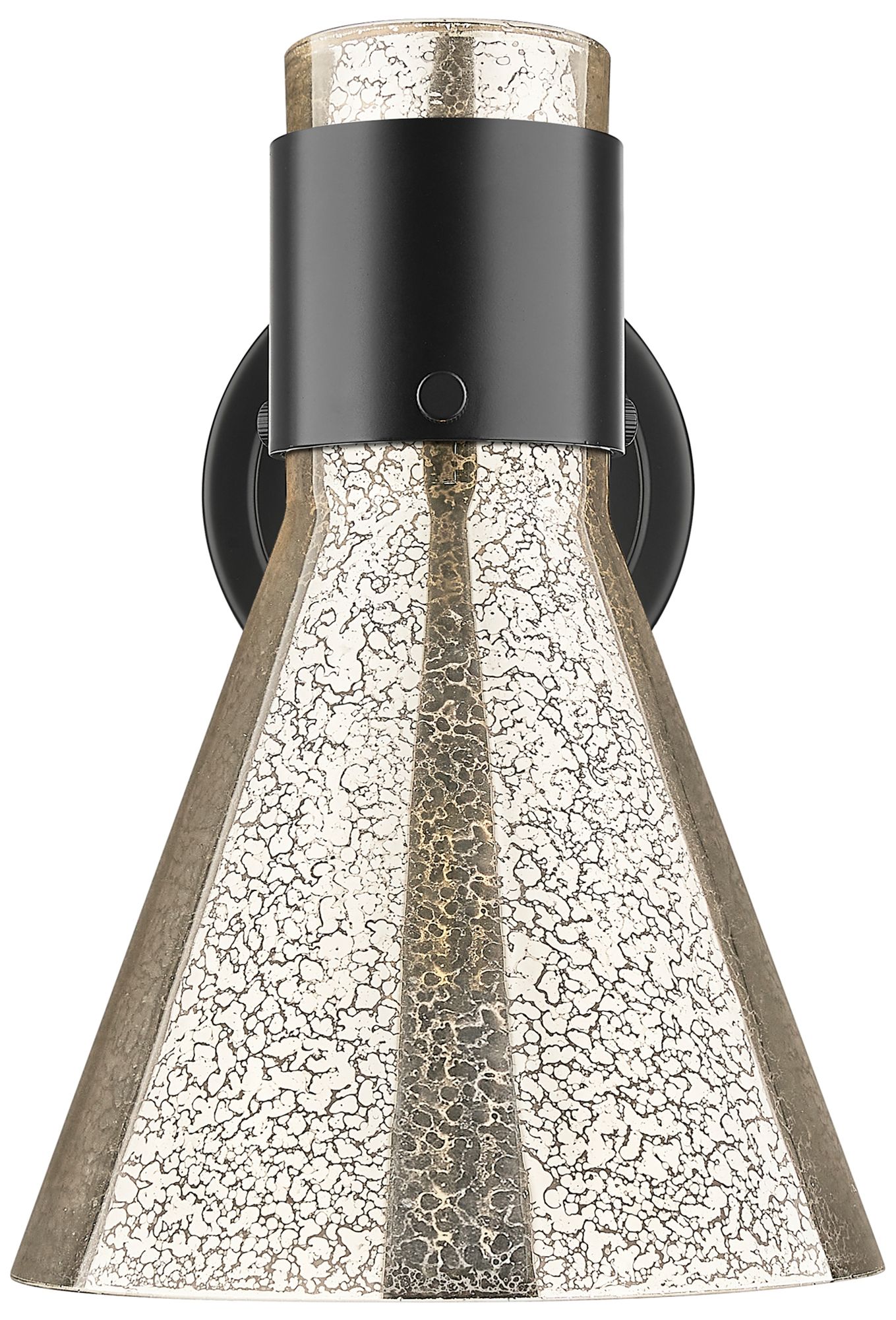 Image 4 Downtown Lawton Cone 9 "H Matte Black Wall Sconce w/ Mercury Shade more views