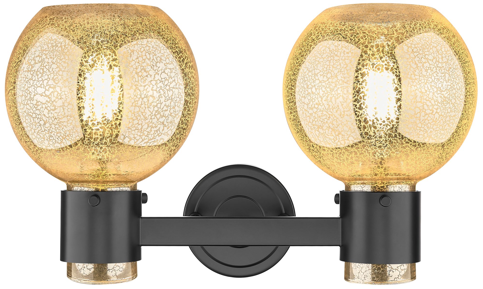 Image 3 Downtown Lawton Sphere 16"W Black Vanity Light w/ Mercury Shade more views