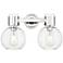 Downtown Lawton Sphere 16"W 2 Light Nickel Vanity Light w/ Clear Shade