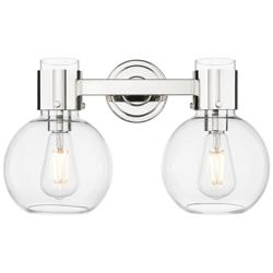 Downtown Lawton Sphere 16"W 2 Light Nickel Vanity Light w/ Clear Shade