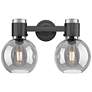 1_Downtown Lawton Sphere 16"W Black Vanity Light w/ Light Smoke Shade