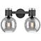 Downtown Lawton Sphere 16"W Black Vanity Light w/ Light Smoke Shade