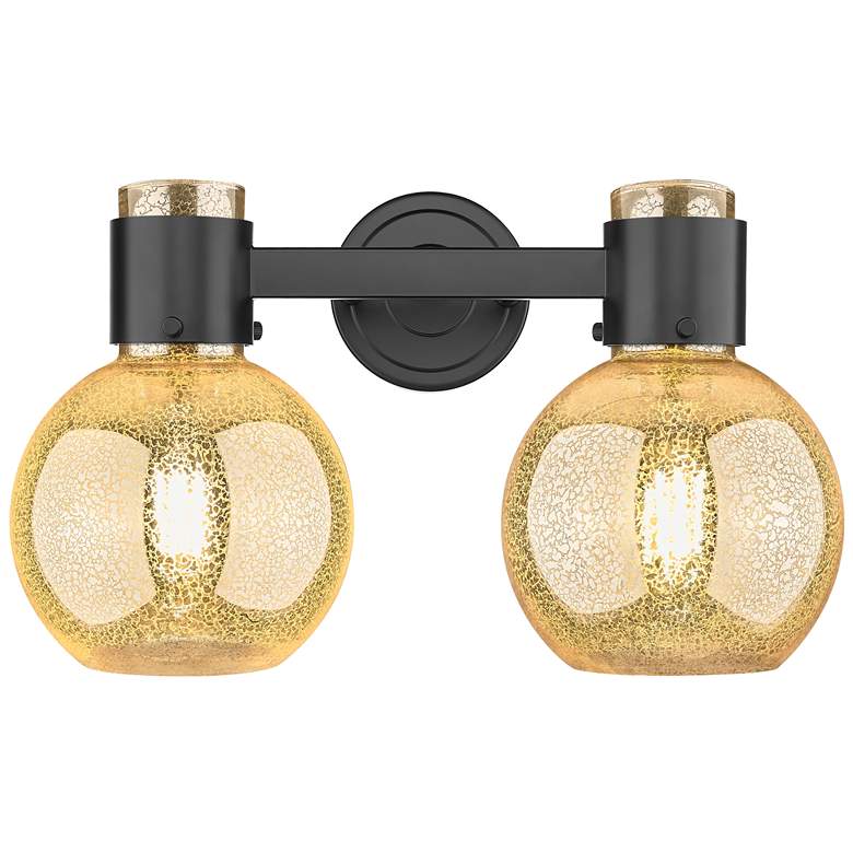 Image 1 Downtown Lawton Sphere 16"W Black Vanity Light w/ Mercury Shade