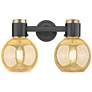 1_Downtown Lawton Sphere 16"W Black Vanity Light w/ Mercury Shade