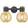Downtown Lawton Sphere 16"W Black Vanity Light w/ Mercury Shade