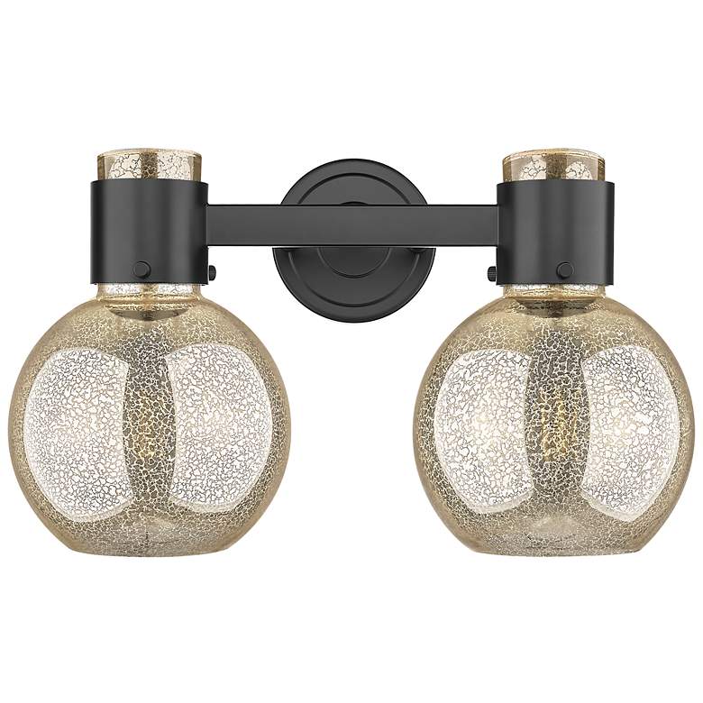 Image 2 Downtown Lawton Sphere 16"W Black Vanity Light w/ Mercury Shade more views