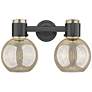 2_Downtown Lawton Sphere 16"W Black Vanity Light w/ Mercury Shade more views