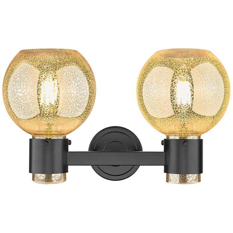 Image 3 Downtown Lawton Sphere 16"W Black Vanity Light w/ Mercury Shade more views