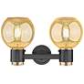 3_Downtown Lawton Sphere 16"W Black Vanity Light w/ Mercury Shade more views
