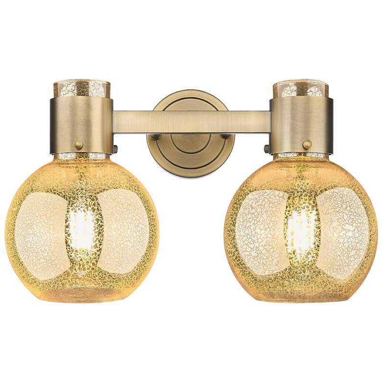 Image 1 Downtown Lawton Sphere 16"W Brass Vanity Light w/ Mercury Shade