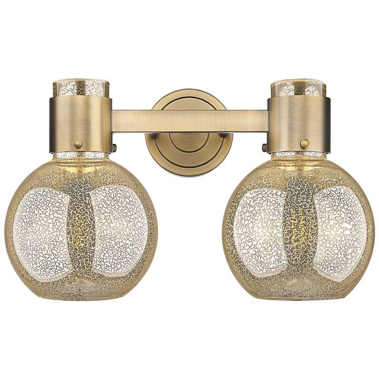 Image 2 Downtown Lawton Sphere 16"W Brass Vanity Light w/ Mercury Shade more views