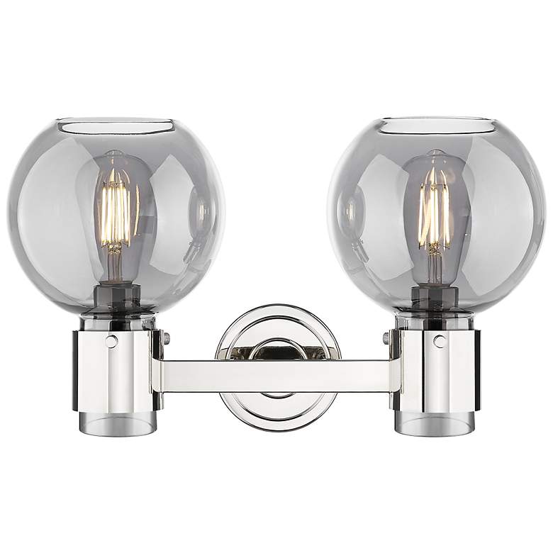 Image 2 Downtown Lawton Sphere 16"W Nickel Vanity Light w/ Light Smoke Shade more views