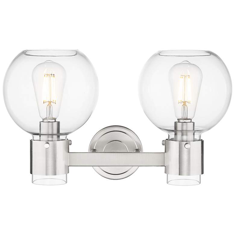 Image 2 Downtown Lawton Sphere 16"W Satin Nickel Vanity Light w/ Clear Shade more views