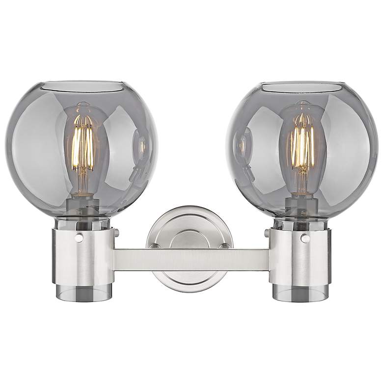 Image 2 Downtown Lawton Sphere 16"W Satin Nickel Vanity Light w/ Light Smoke Shade more views