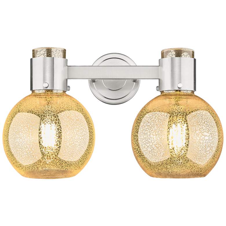 Image 1 Downtown Lawton Sphere 16"W Satin Nickel Vanity Light w/ Mercury Shade
