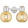 Downtown Lawton Sphere 16"W Satin Nickel Vanity Light w/ Mercury Shade