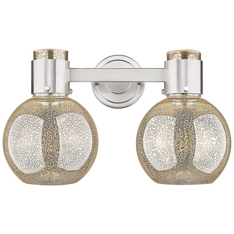 Image 2 Downtown Lawton Sphere 16"W Satin Nickel Vanity Light w/ Mercury Shade more views