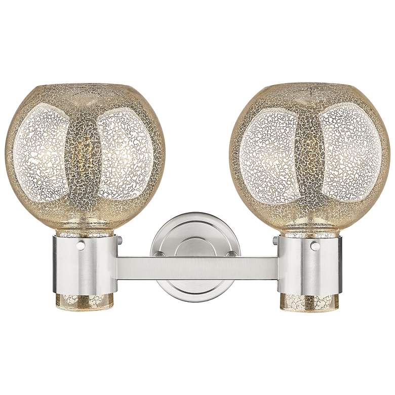 Image 4 Downtown Lawton Sphere 16"W Satin Nickel Vanity Light w/ Mercury Shade more views